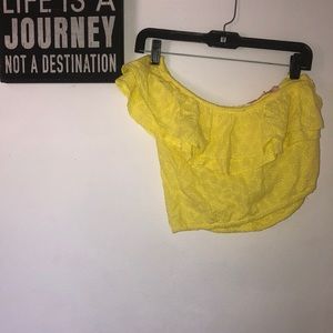 •Yellow floral crop top